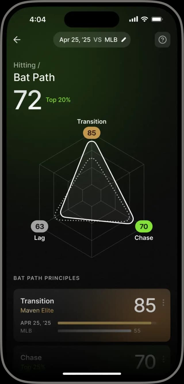 Maven Baseball Mobile App Interface